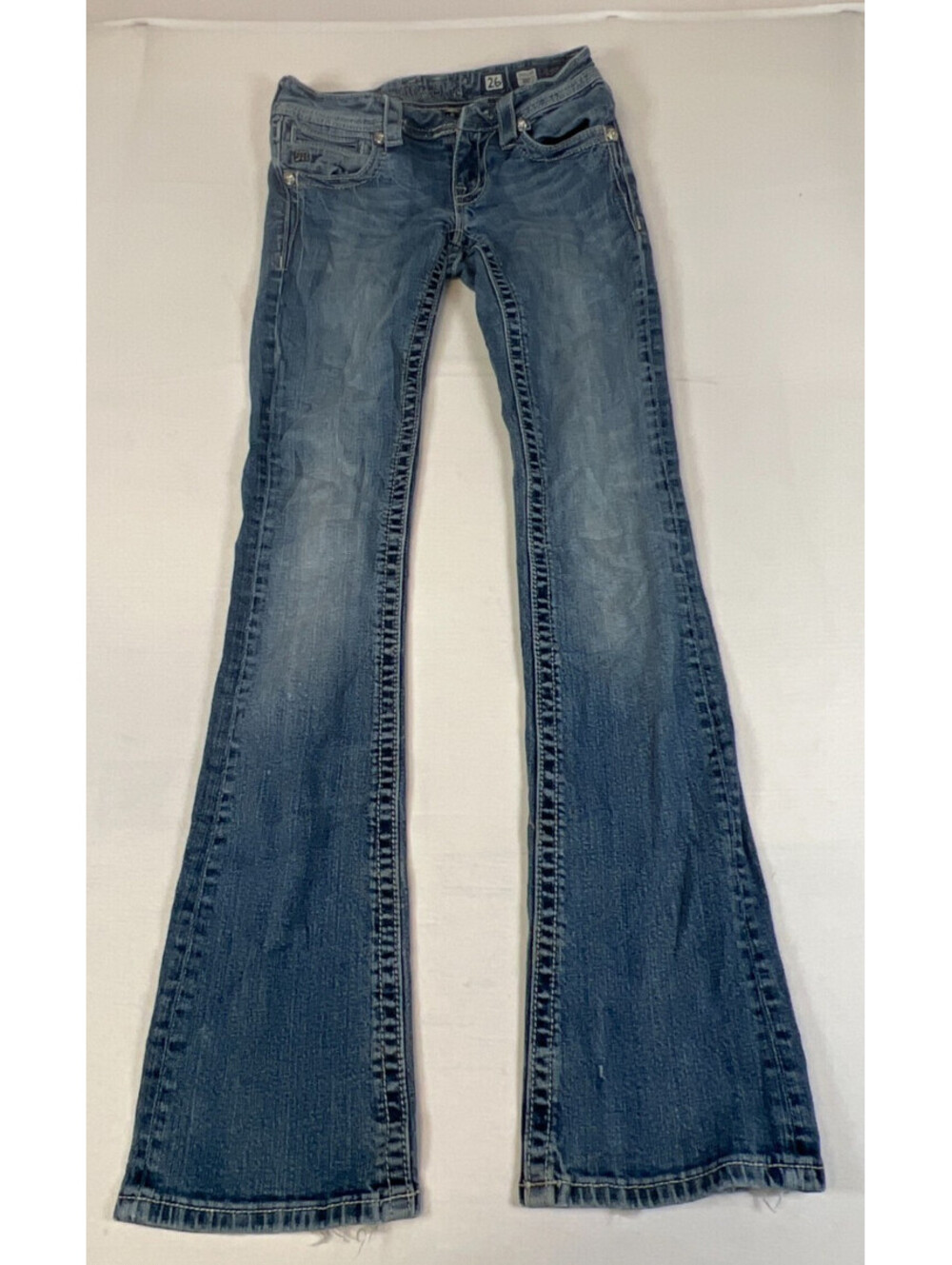 Miss Me Women Blue Size 28 Embellished Pocket Bootcut Stretch Jeans Y2K